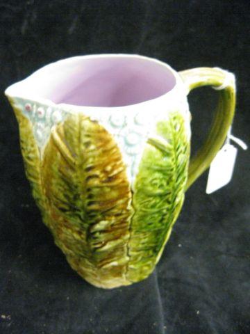 Appraisal: Majolica Pottery Pitcher leaf floral