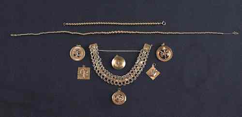 Appraisal: Six K gold charms some with stones together with two