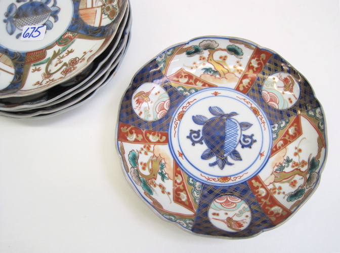 Appraisal: SET OF SIX JAPANESE IMARI PORCELAIN PLATES Meiji Period hand