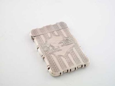 Appraisal: A th century American card case engraved with a lakeland