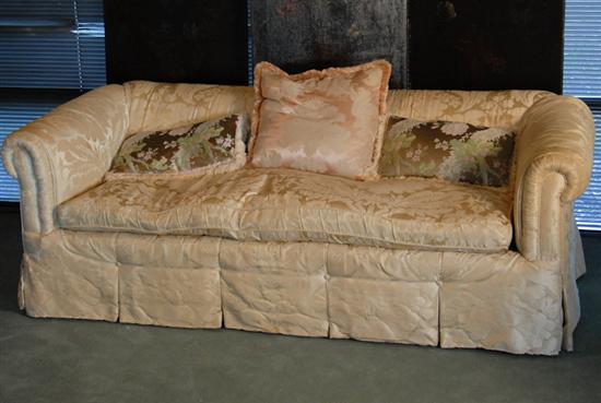 Appraisal: Sofa with rolled back and arms one loose down seat