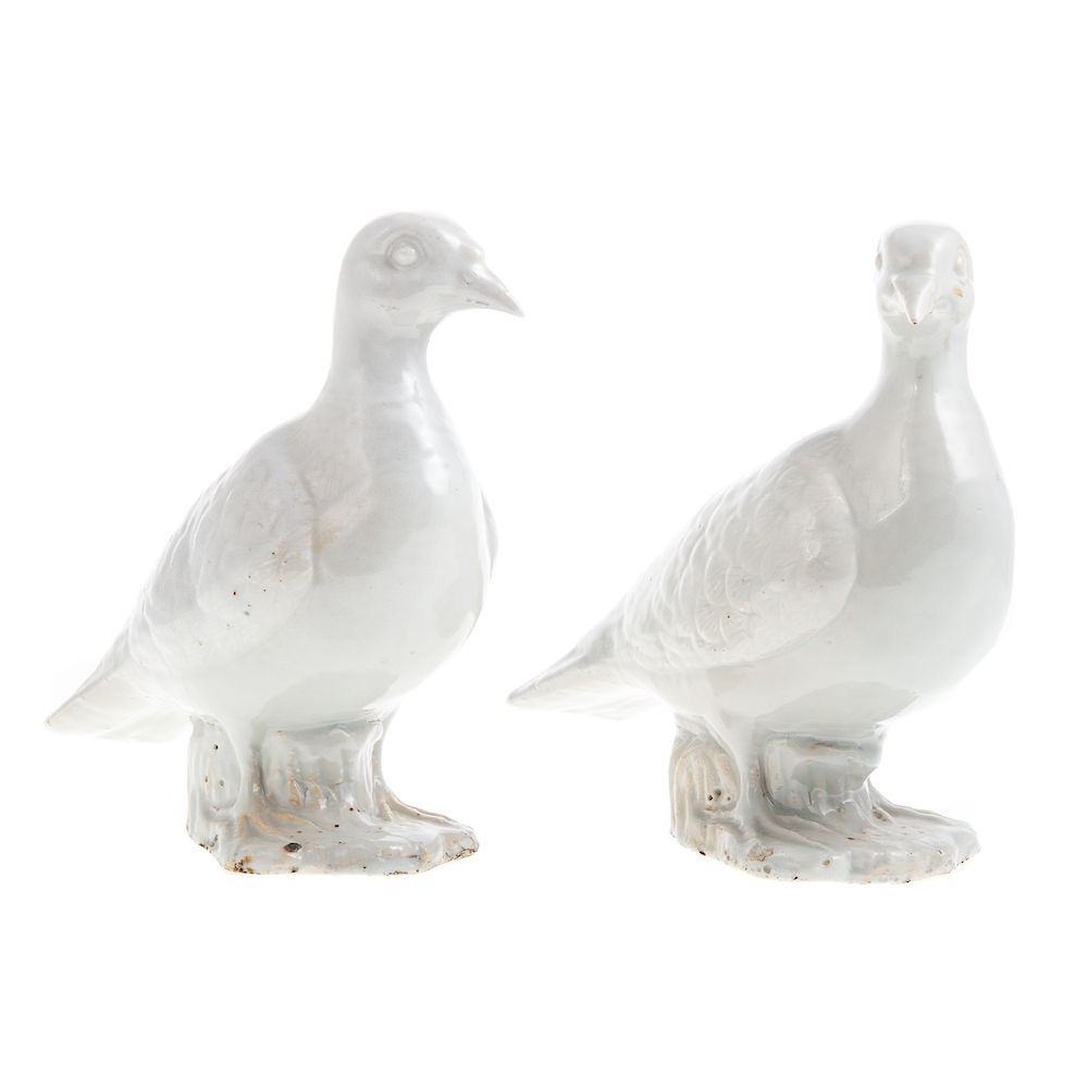 Appraisal: Pair Chinese celadon pigeons th century with impressed character mark