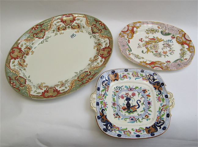 Appraisal: THREE ENGLISH ENAMELED PORCELAIN SERVING PIECES One is a Royal