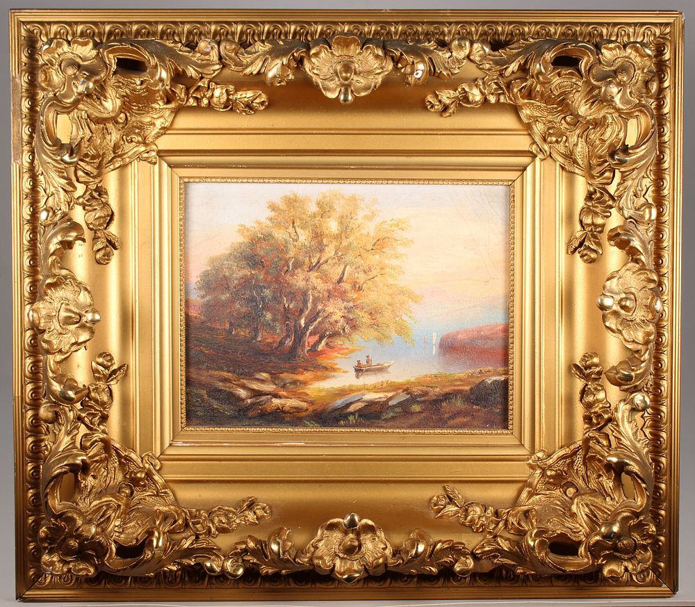 Appraisal: Hudson River School River Scene with Figures Hudson River School