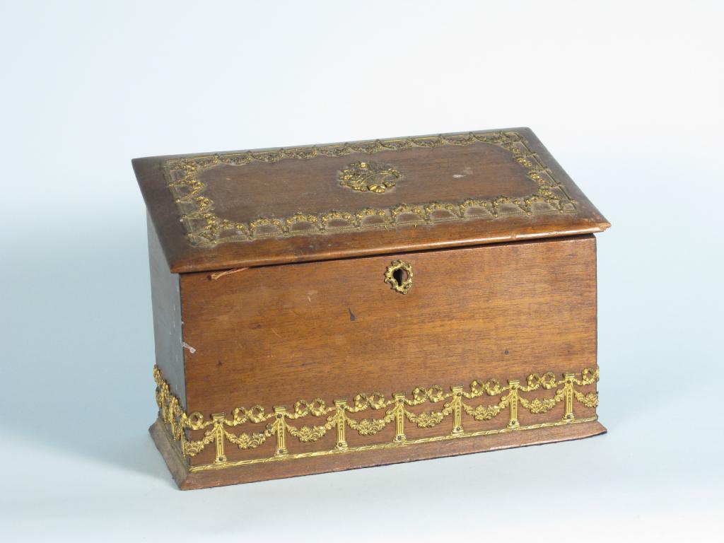 Appraisal: An Edwardian mahogany Stationary Box with sloping lid having gilt