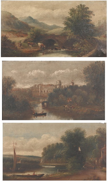 Appraisal: th Century English SchoolA set of three English landscape scenes