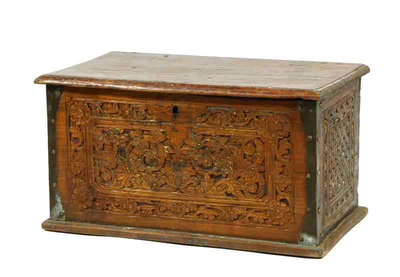 Appraisal: - Antique Carved Chest Antique chest wood intricately carved h