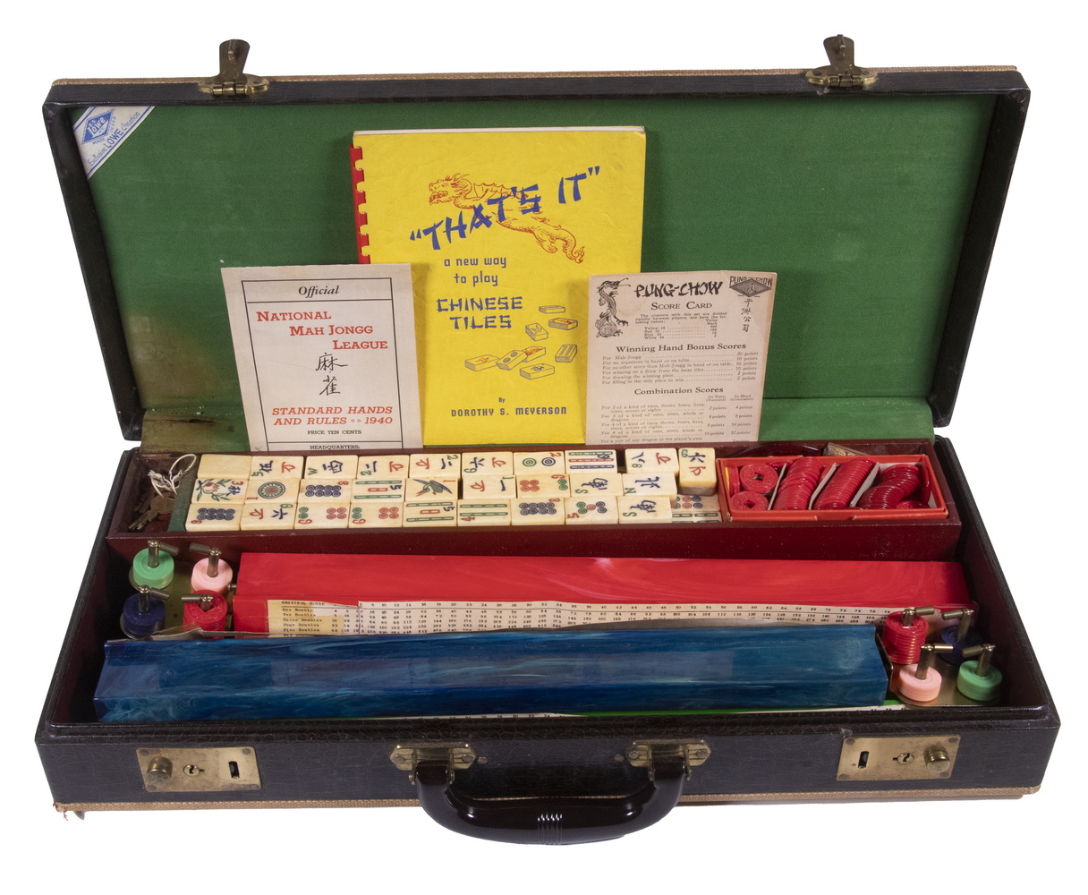 Appraisal: CASED MAHJONG GAME SET s Era Mahjong Set including bamboo