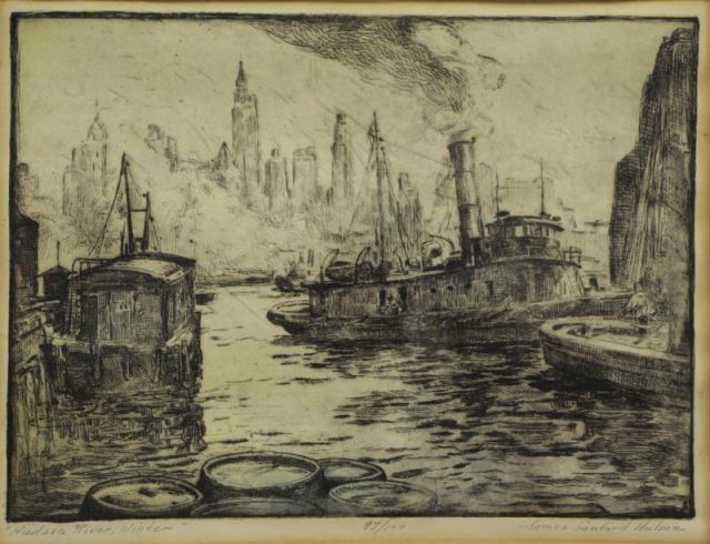 Appraisal: HULME James Sanford Etching Hudson River Winter Pencil signed lower