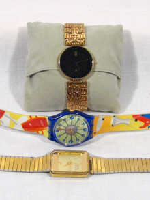 Appraisal: Three boxed wrist watches comprising gold plated H Gazzaz Swatch