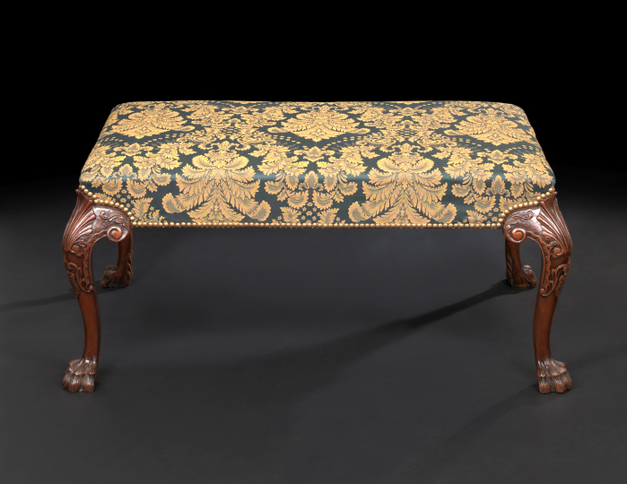 Appraisal: George III-Style Mahogany Bench the padded rectangular top raised on