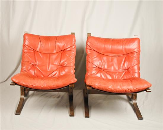 Appraisal: Pair Leather Chairs with plywood frames