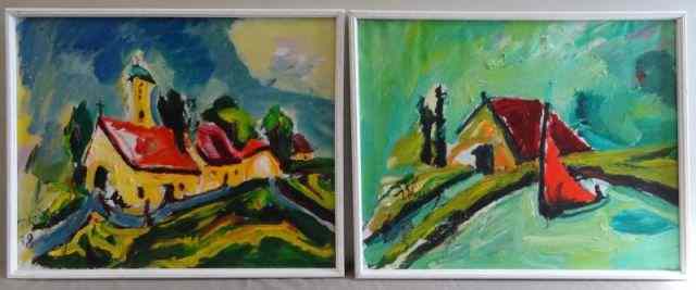 Appraisal: KAINZ Martin Oil on Canvas Landscapes Both signed lower left