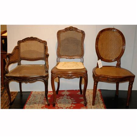 Appraisal: Group of Five Louis XV and Louis XVI Style Caned