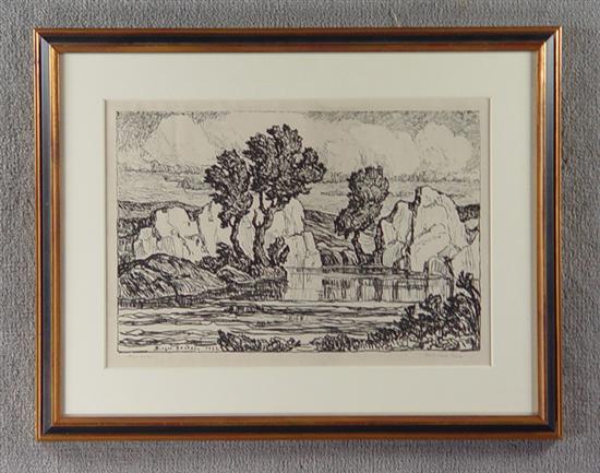 Appraisal: Birger Sandzen - Etching of Wild Horse Creek Signed in