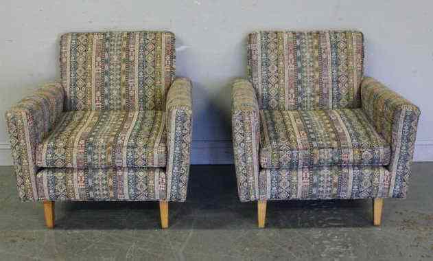 Appraisal: Pair of Midcentury Upholstered Chairs Vintage with nice lines From