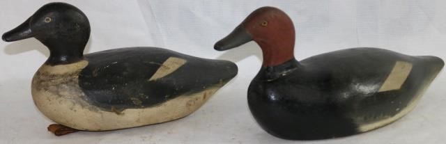 Appraisal: TWO JOE DAVIS CARVED DECOYS FALMOUTH CA ONE IS A