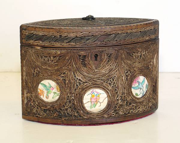 Appraisal: A Regency rolled paperwork tea caddy early th century Of