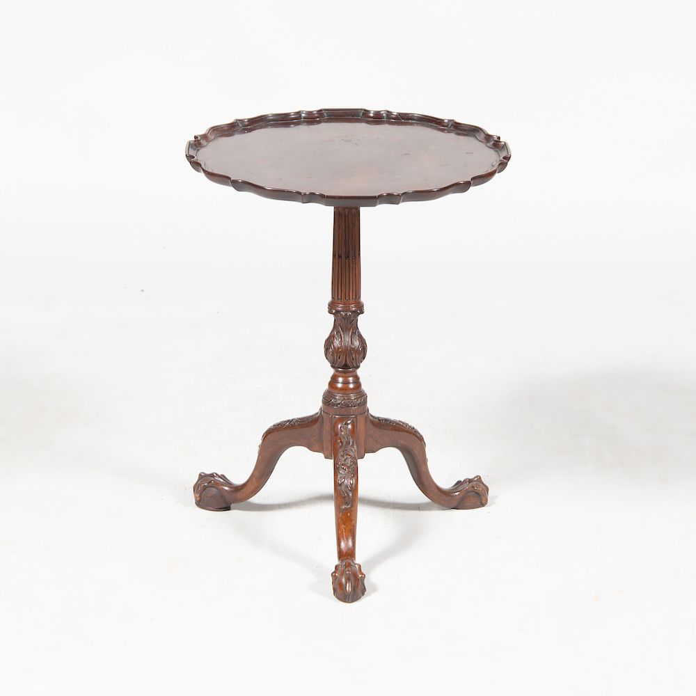 Appraisal: George III Style Carved Mahogany Tripod Table x in diam