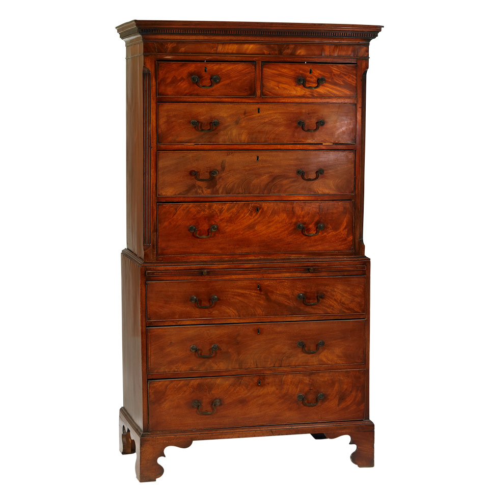 Appraisal: George III Mahogany Chest-On-Chest late th century height x width