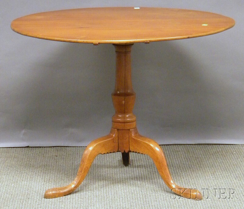 Appraisal: Chippendale Pine and Mahogany Tilt-top Tea Table ht dia in