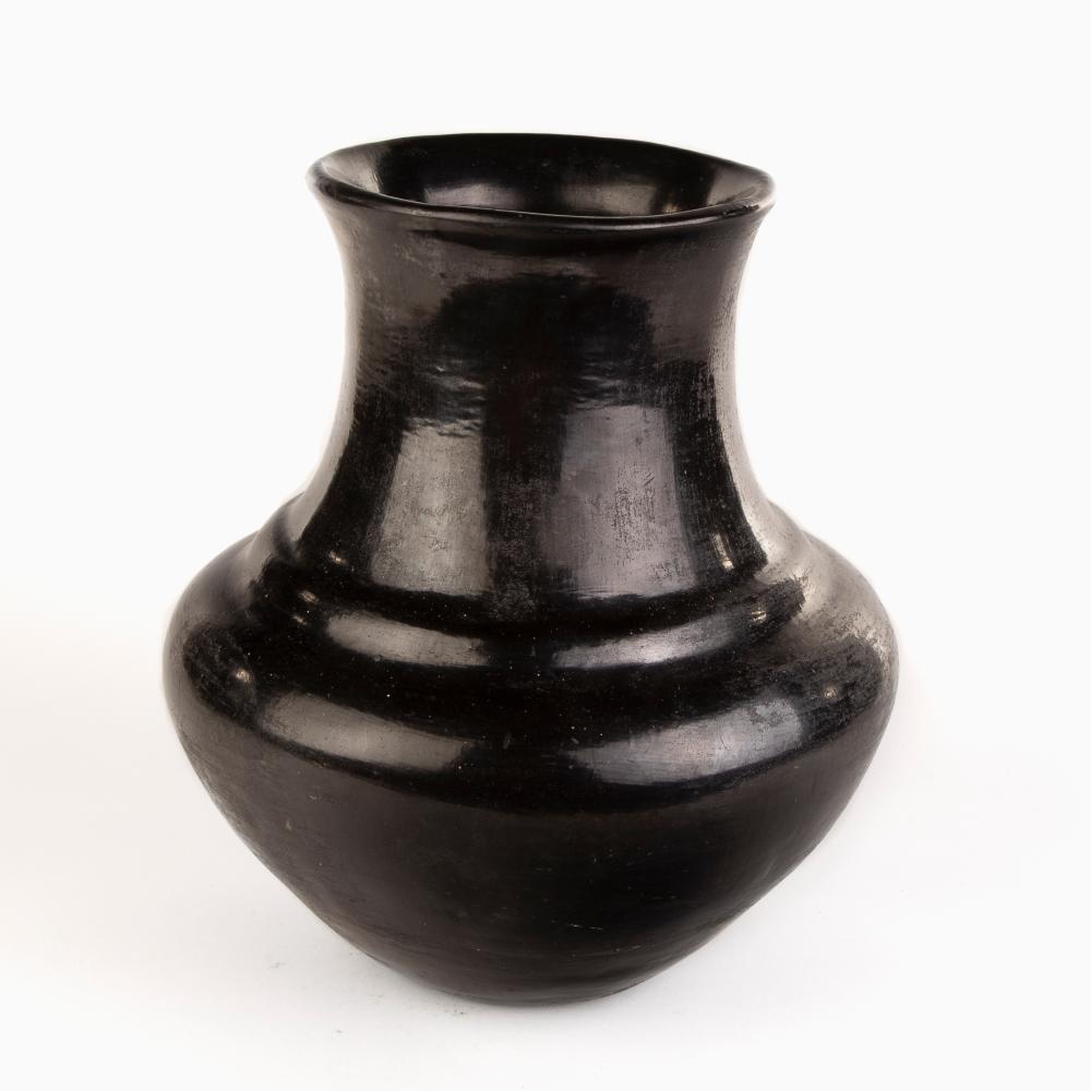 Appraisal: A SANTA CLARA LONG NECK BLACKWARE JAR CA Santa Clara