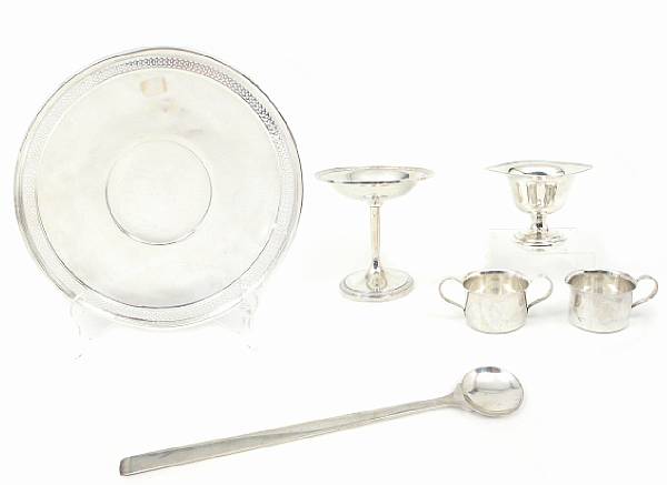 Appraisal: A group of silver table articles and flatware Comprising circular