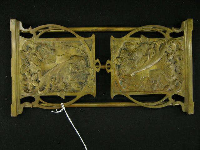 Appraisal: Victorian Art Nouveau Bronzed Bookrack telescopic maiden with flowers circa