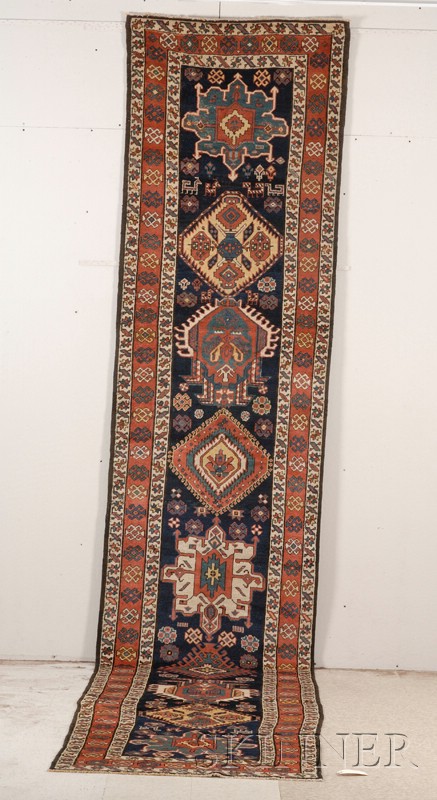 Appraisal: Northwest Persian Runner last quarter th century minor reweave on