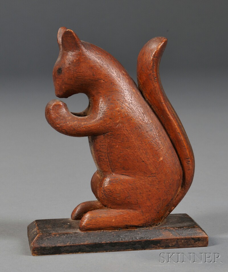 Appraisal: Painted Wood Squirrel Carving America late th early th century