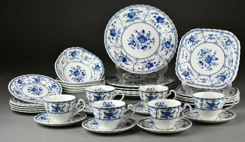 Appraisal: Pieces Blue Onion Style Porcelain DinnerwareTo include dinner plates lunch