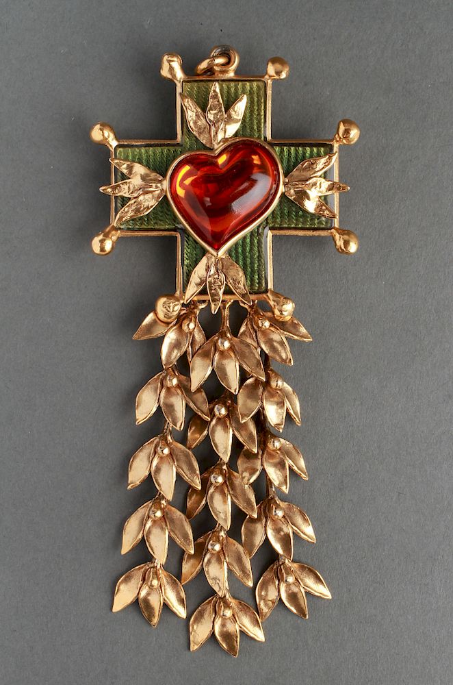 Appraisal: Yves Saint Laurent Oversize Cross Pendant Brooch Yves Saint Laurent