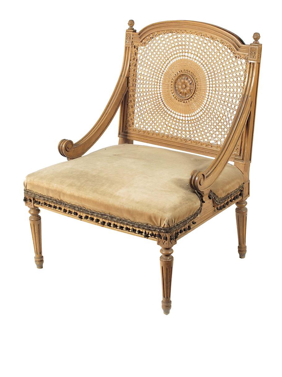 Appraisal: A French beechwood armchair in Louis XVI style