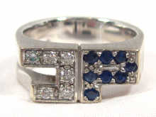 Appraisal: An carat white gold sapphire and diamond Art Deco ring