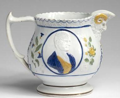 Appraisal: RARE BRITISH PEARLWARE 'HENRY BROUGHAM' AND 'THOMAS DENMAN' JUG POSSIBLY