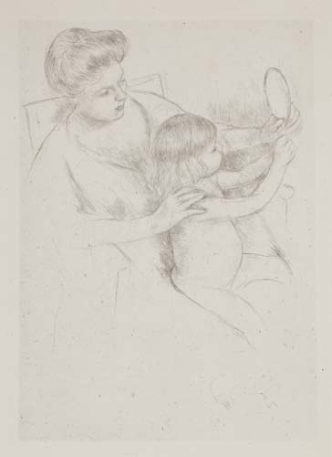 Appraisal: MARY CASSATT Looking into the Hand Mirror No Drypoint x