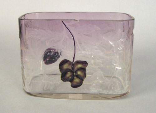 Appraisal: Moser translucent amethyst glass vase with wheel carved floral decoration