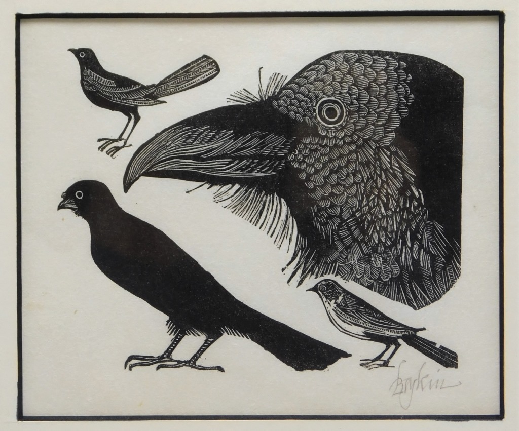 Appraisal: LEONARD BASKIN MODERN AVIAN ETCHING Massachusetts - Depicts various black