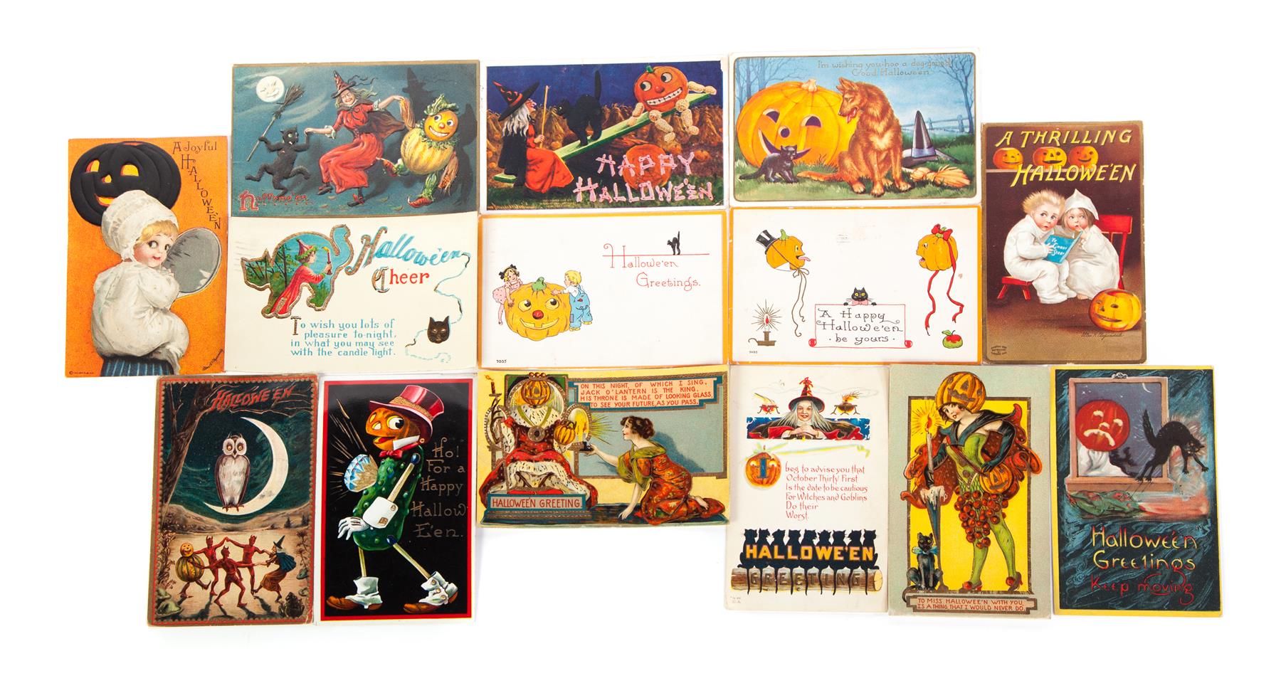 Appraisal: FOURTEEN HALLOWEEN POSTCARDS American and German late th-early th century