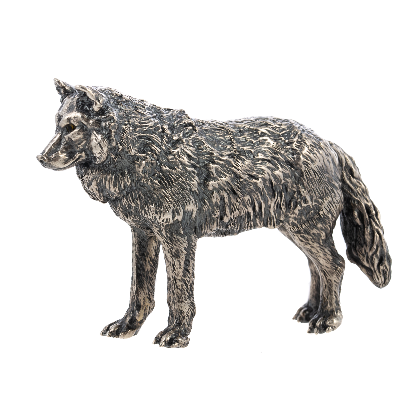 Appraisal: BUCCELLATI STERLING FIGURE OF A WOLF Finely modeled with enameled