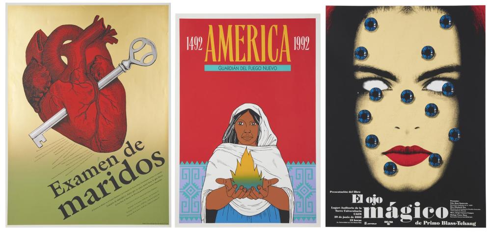 Appraisal: A group of Latin American posters Three works Examen de