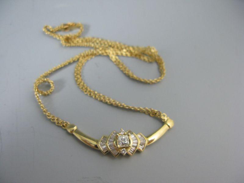 Appraisal: KT Yellow Gold and Diamond Necklace with princess round and