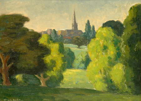 Appraisal: Roland Wakelin - Fitzroy Gardens Victoria oil on canvas on