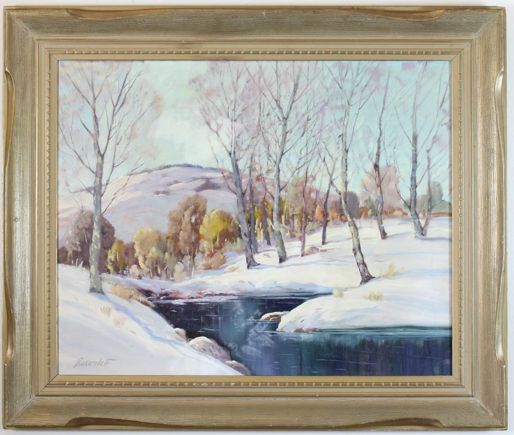 Appraisal: GEORGE SANDERS BICKERSTAFF California - winter landscape with snow and