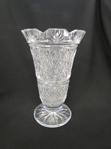 Appraisal: Waterford Cut Crystal Vase diamond star fan designs signed excellent