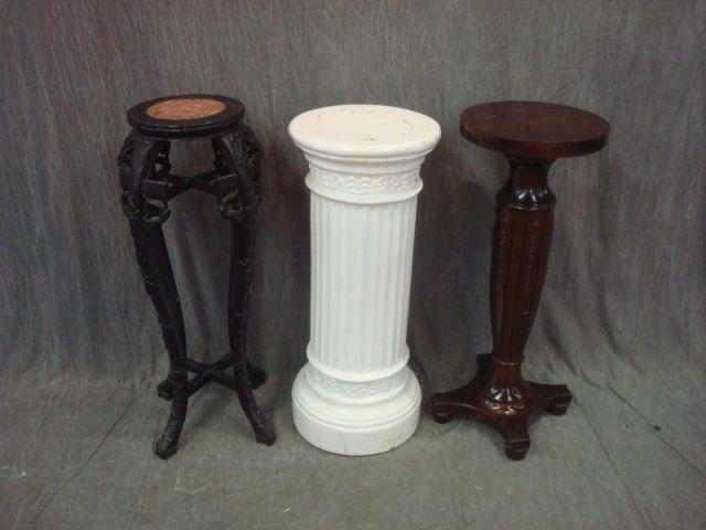 Appraisal: Pedestals -Victorian -white column form -Asian marbletop as is From