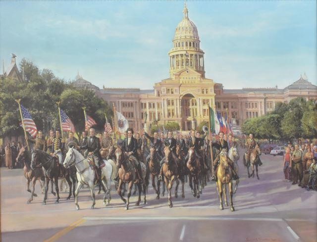 Appraisal: Framed giclee on stretched canvas Parade of Texas Legends signed