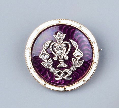 Appraisal: AN ENAMEL AND DIAMOND SET MEMORIAL BROOCH the circular panel