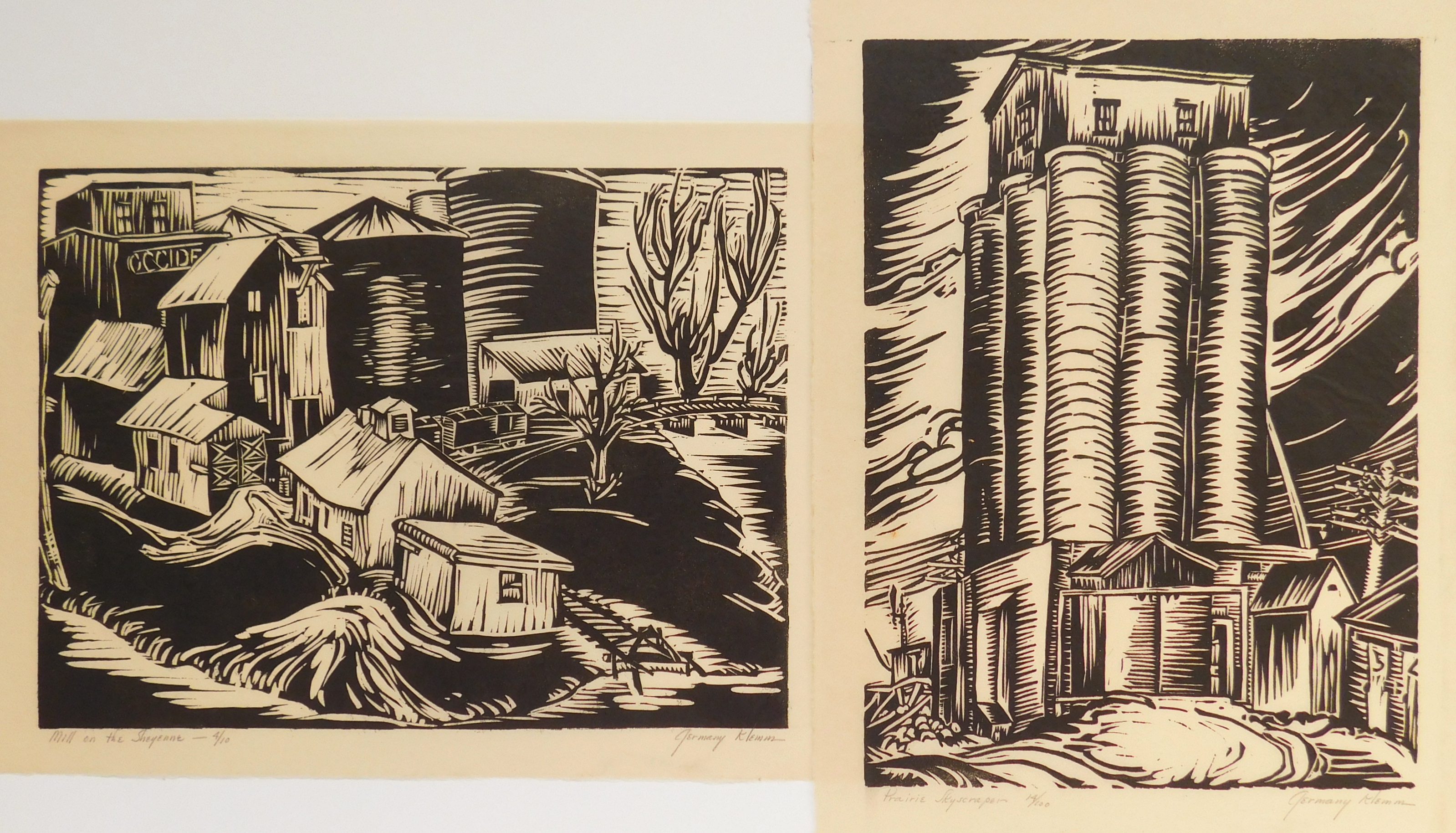 Appraisal: Germany Klemm - ''Mill on the Sheyenne''- block print c