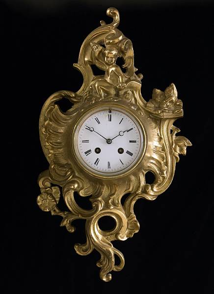 Appraisal: A Louis XV style gilt metal wall clock Gardien a